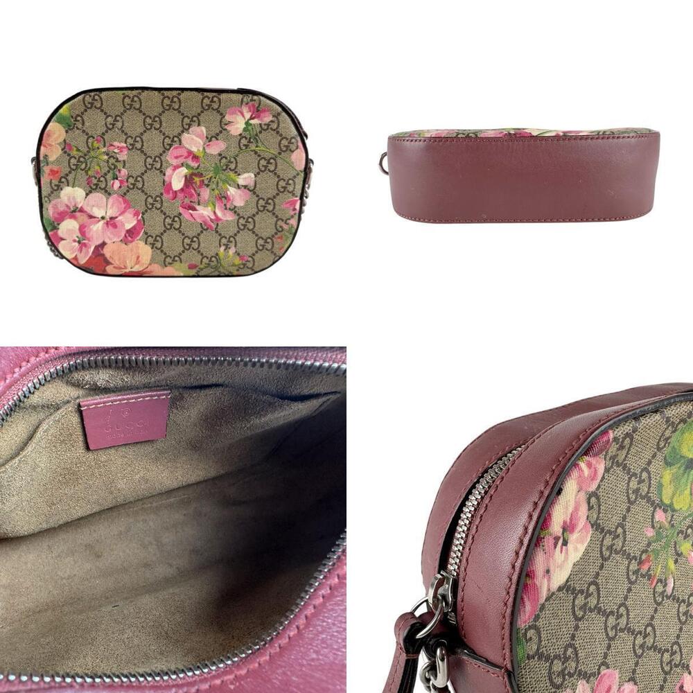Gucci GG Blooms Supreme Canvas Shoulder Bag Brown Pink - Picture 3 of 5